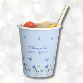 Dusty Blue Butterfly Wildblume Brautparty Pappbecher