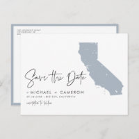 Dusty Blue California Map QR-Code Save the Date
