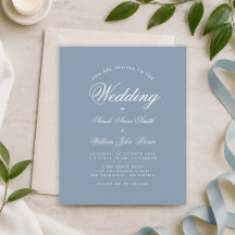 Dusty Blue Calligraphy Budget Hochzeit Einladung