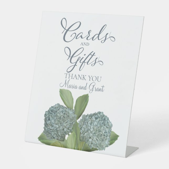Dusty Blue Calligraphy Elegante Karten und Geschen Sockelschild (Vorderseite)
