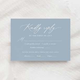 Dusty Blue Calligraphy Menu Mariage Carte RSVP