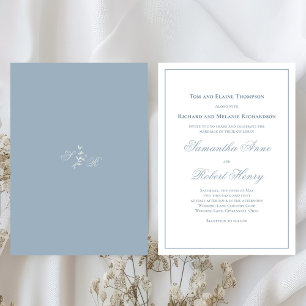 Dusty Blue Calligraphy Script Wedding Einladung