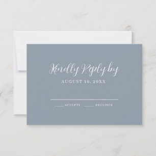 Dusty Blue Calligraphy Wedding Carte RSVP