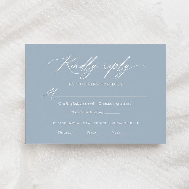 Dusty Blue Calligraphy Wedding Menu RSVP Card Karte (Von Creator hochgeladen)
