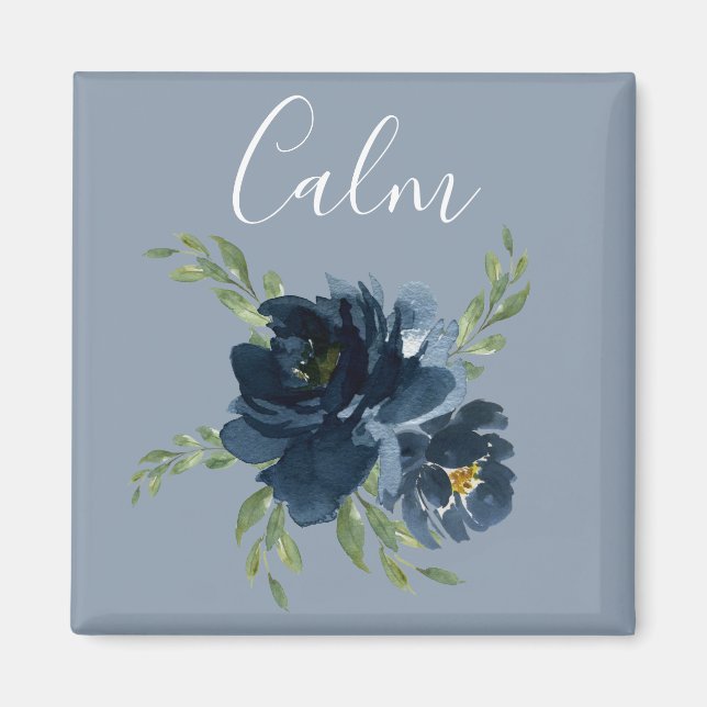 Dusty Blue Calm Script Watercolor Moderne Elegant Magnet (Vorne)