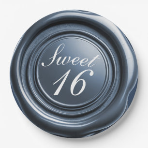Dusty Blue Candle Wax Siegel Tropfen Sweet 16 Wedd Pappteller