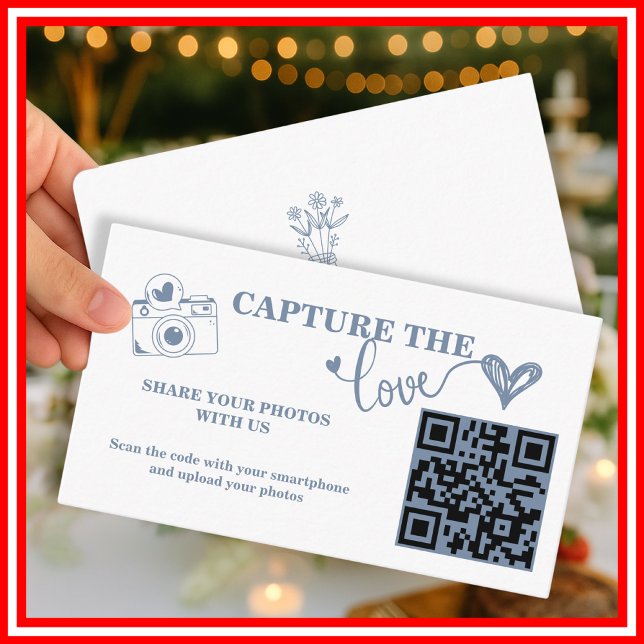 Dusty Blue Capture the Liebe QR Code Wedding Begleitkarte (Von Creator hochgeladen)