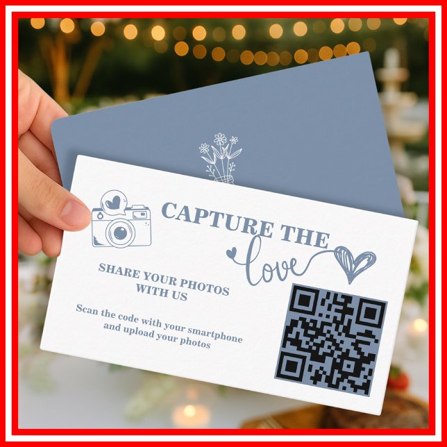 Dusty Blue Capture the Liebe QR Code Wedding Begleitkarte (Von Creator hochgeladen)
