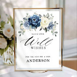 Dusty Blue Champagne Ivory Floral Well wünscht Poster<br><div class="desc">Dusty blauen Blumen Brautparty / Hochzeit auch Wünsche für den neuen Mr. Und Mrs. mit eleganten Bouquet von marineblau, königsblau , weiß , gold, Champagner Elfenbein, rot Farbe Rose , ranunculus Blume Knospen und schlaue grün eucalyptus Blätter und elegantes Aquarellbouquet. Bitte kontaktieren Sie mich für Hilfe bei der Anpassung oder...</div>