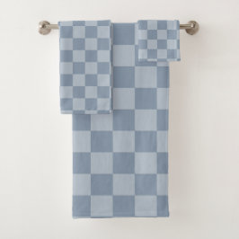 Dusty Blue Checkerboard Badhandtuch Set