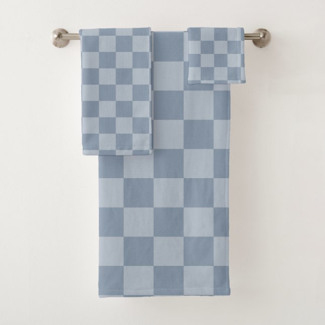 Dusty Blue Checkerboard Badhandtuch Set (Insitu)