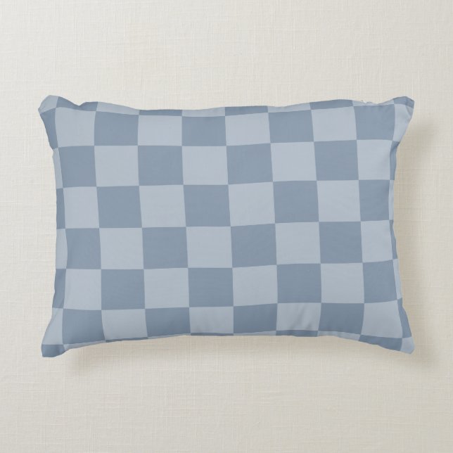 Dusty Blue Checkerboard Dekokissen (Vorderseite)