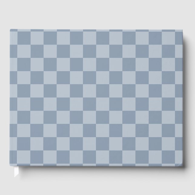 Dusty Blue Checkerboard Gästebuch (Vorderseite)