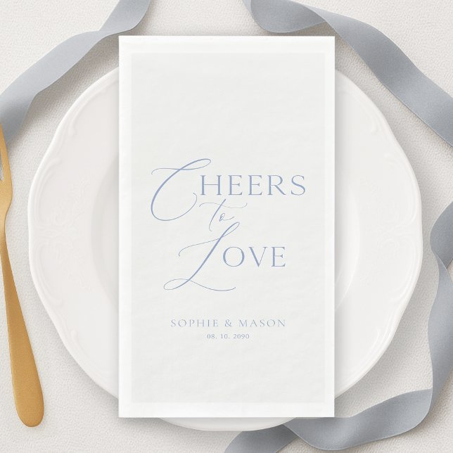 Dusty Blue “Cheers to Love” Wedding Serviette (Von Creator hochgeladen)