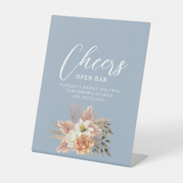 Dusty Blue Cheers Wedding Bar Sign Sockelschild
