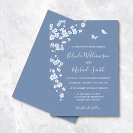 Dusty Blue Cherry Blossom | Hochzeit Einladung