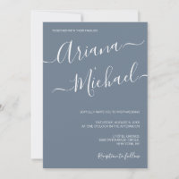 Dusty Blue Chic Minimalistisch Typografy Wedding