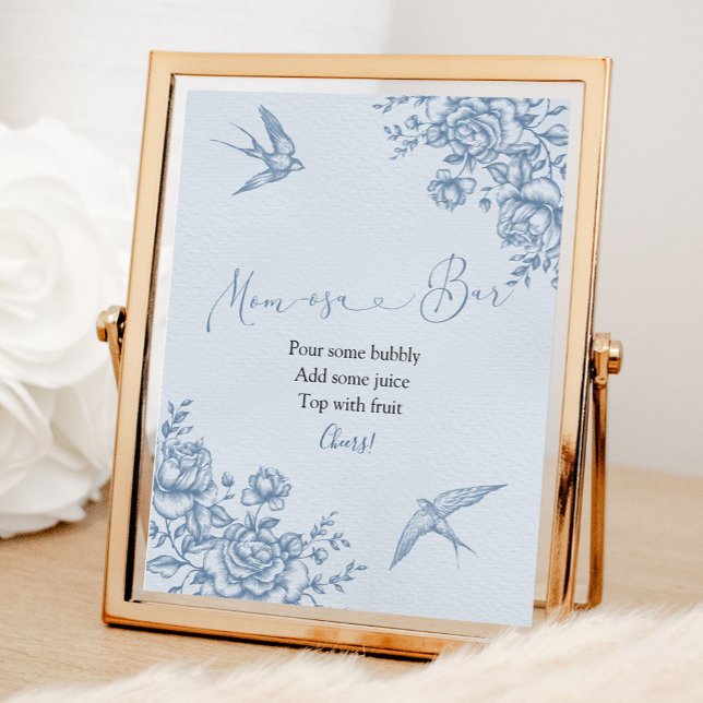 Dusty Blue Chinoiserie Baby Mama osa Bar Sign Poster (Von Creator hochgeladen)