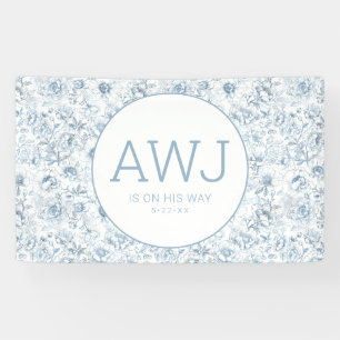 Dusty Blue Chinoiserie Baby Showbanner Banner