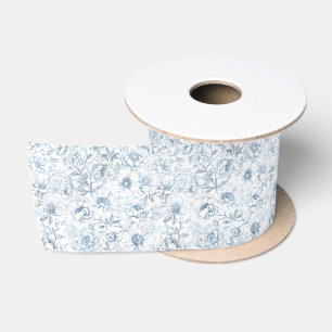 Dusty Blue Chinoiserie Baby Showdusche Satin Ribbo Satinband
