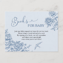Dusty Blue Chinoiserie Babyduschbücher für Baby Einladungspostkarte