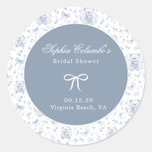Dusty Blue Chinoiserie Babydusche Runder Aufkleber