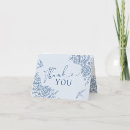 Dusty Blue Chinoiserie Brautparty Faltkarte Dankeskarte