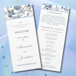 Dusty Blue Chinoiserie Christian Wedding Program Programm