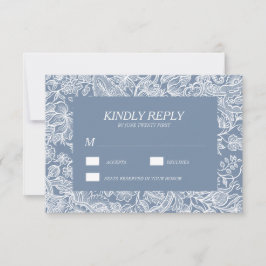 Dusty Blue Chinoiserie Floral RSVP Karten
