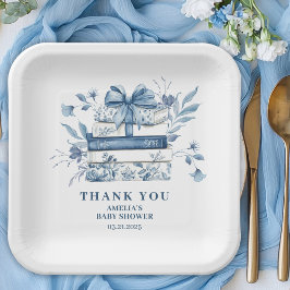 Dusty Blue Chinoiserie New chapter Baby Shower Pappteller