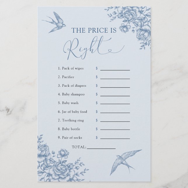 Dusty Blue Chinoiserie schätzt den richtigen Preis (Vorderseite)