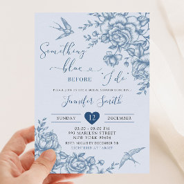 Dusty Blue Chinoiserie Vintag Floral Bridal Einladung