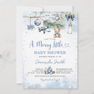 Dusty Blue Christmas eine lustige kleine Babydusch Einladung