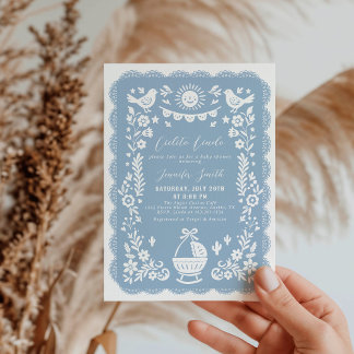 Dusty Blue Cielito Lindo Baby Dusche Einladung
