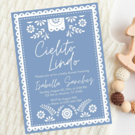 Dusty Blue Cielito lindo baby shower invitation