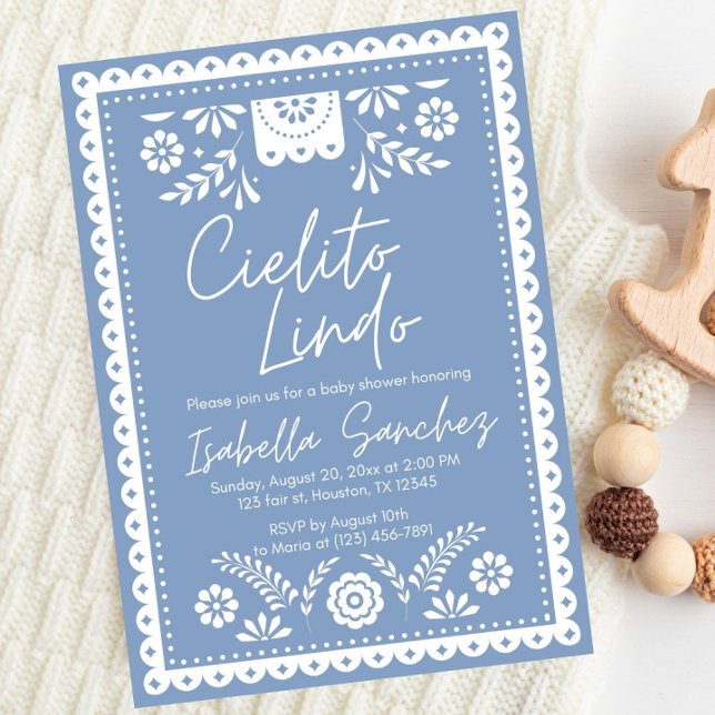 Dusty Blue Cielito lindo baby shower invitation (Créateur téléchargé)