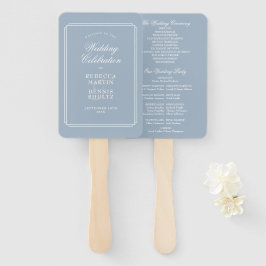 Dusty Blue Classic Art Deco Wedding Programm Fächer