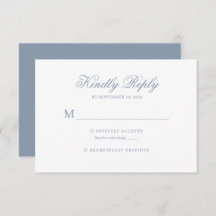 Dusty Blue Classic Calligraphy Script Wedding Rsvp