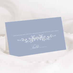 Dusty Blue Classic Floral Mariage Place Card
