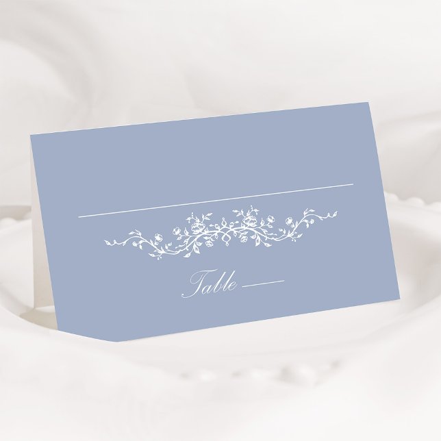 Dusty Blue Classic Floral Mariage Place Card (Créateur téléchargé)