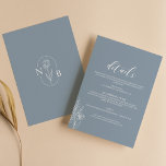 Dusty Blue Classic Minimal Modern Wedding Details Begleitkarte<br><div class="desc">Dusty Blue Classic Minimal Modern Wedding Details Enclosure Card. Monogramm hinten. Karo der Auflistung für mehr passende Elemente.</div>