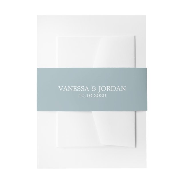 Dusty blue Classic Personalisiert Wedding Einladungsbanderole (Vorderseite Beispiel)