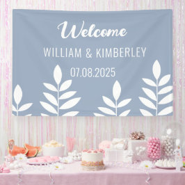 Dusty Blue Classic Rustic Simple Modern Wedding Banner