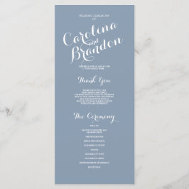 Dusty Blue Classic Script Elegant Wedding Program Programm