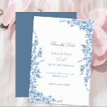 Dusty Blue Classic Vintage Floral Garden Wedding Save The Date<br><div class="desc">Dusty Blue Classic Vintage Floral Garden Wedding Save the Date Card. Celebrate your special day with this elegant and beautiful wedding invitation design to beautify your special occasion. All the texts are pre-arranged for you to personalize easily and quickly with your own details.</div>