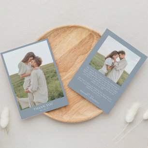 Dusty Blue Classy Simple 2 Foto Wedding Dankeskarte