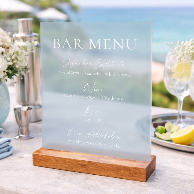 Dusty Blue Clear Acrylic Bar Menu Sign Acrylschild (Von Creator hochgeladen)