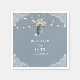 Dusty Blue Country kombinierte White Lace Wedding Serviette