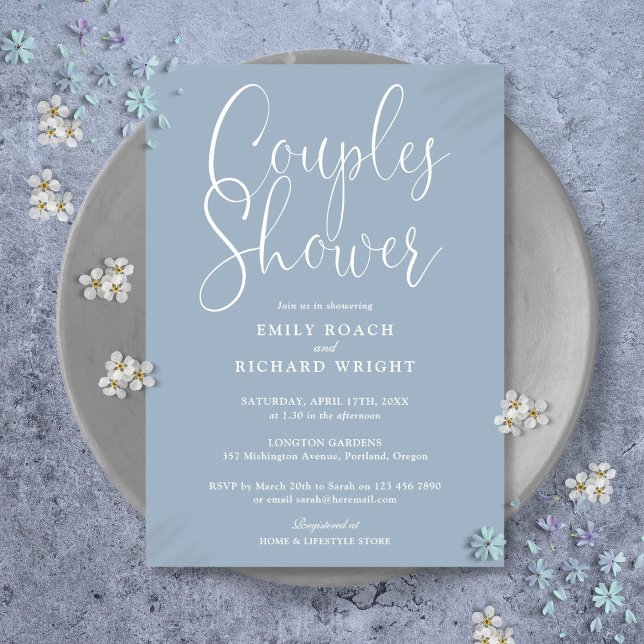 Dusty Blue Couples Bridal Polterabend Einladung (Dusty Blue Couples Bridal Wedding Shower Invitation)