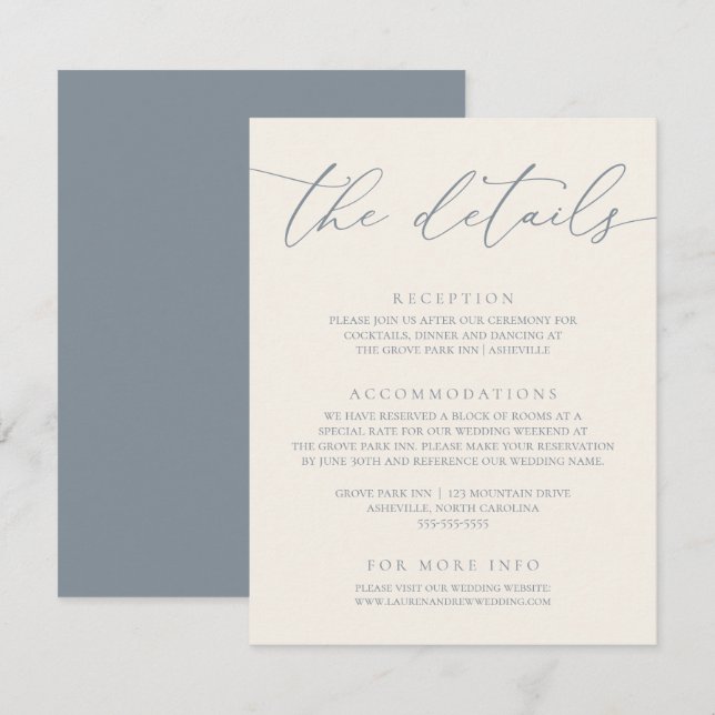 Dusty Blue & Cream Beige Moderne Minimalistische H Begleitkarte (Vorne/Hinten)